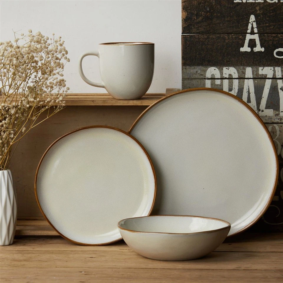 هامبشاير مابل ليف 16-طقم أواني طعام من الخزف الحجري باللون الرمادي