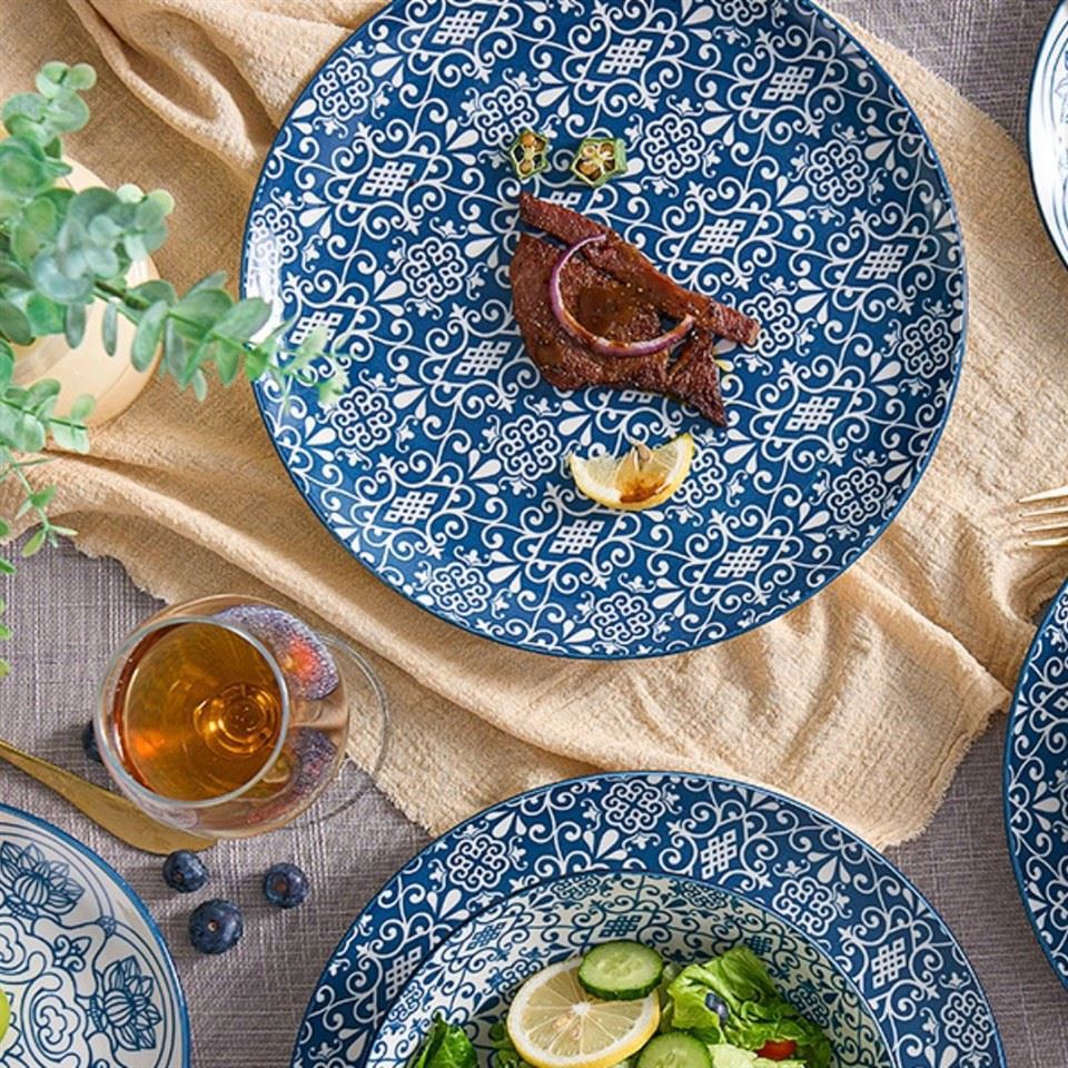 Marrakesh Collection Abstract Geometric Design Porcelain Dinnerware