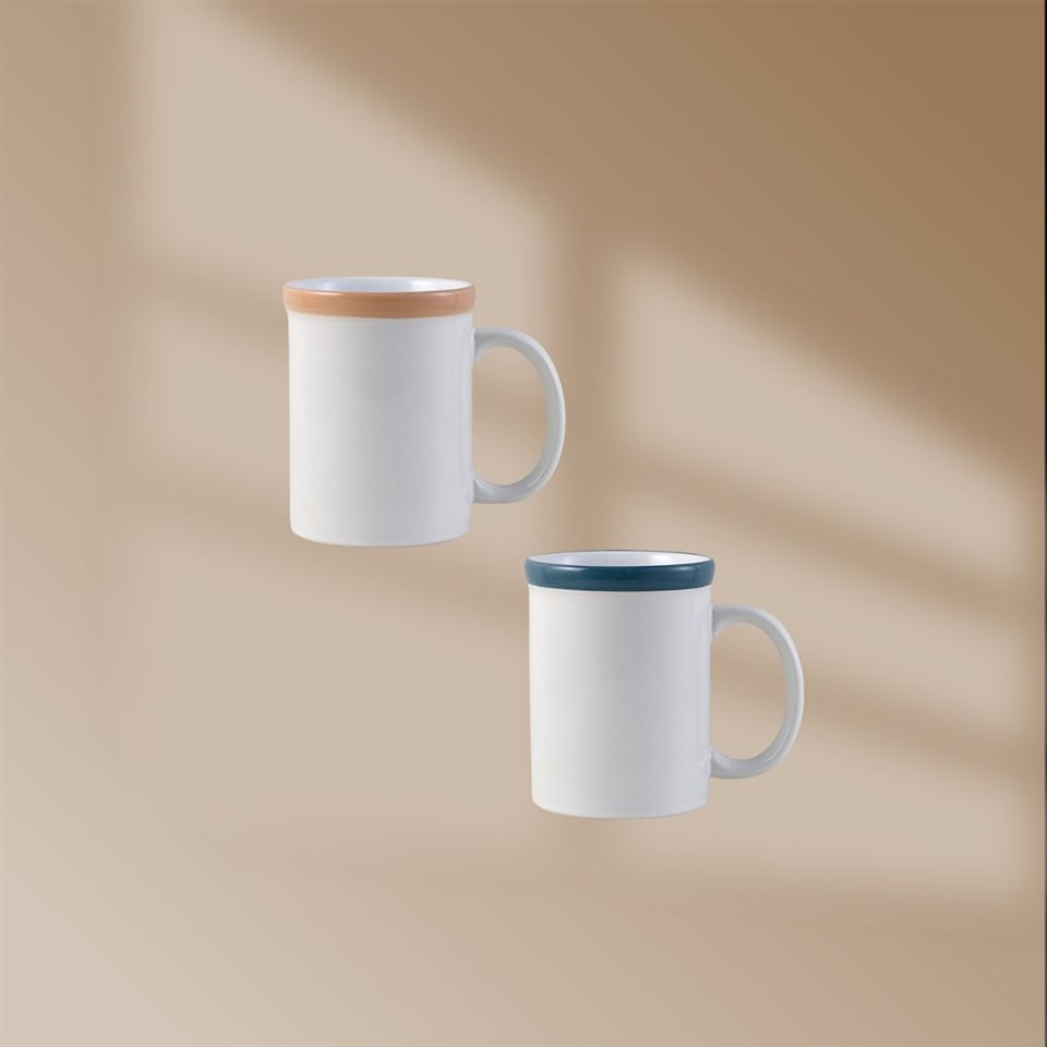 Outer Brown & Blue Color Rim Porcelain Coffee Mug