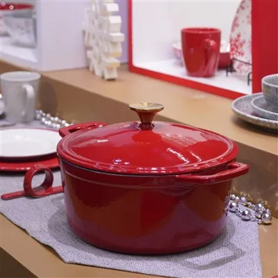 فرن هولندي من الحديد الزهر بالمينا 5QT باللون الأحمر