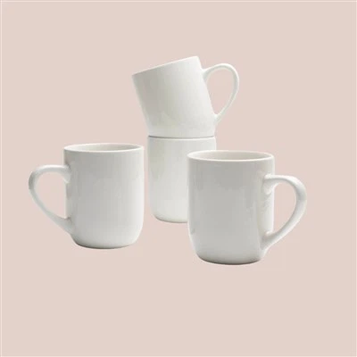 كوب قهوة أساسي من البورسلين الأبيض بسعة 14 أونصة مع مقبض