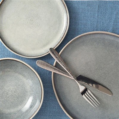 طقم أواني طعام من الخزف الحجري مستوحى من البحر الأبيض المتوسط ​​مكون من 12 قطعة