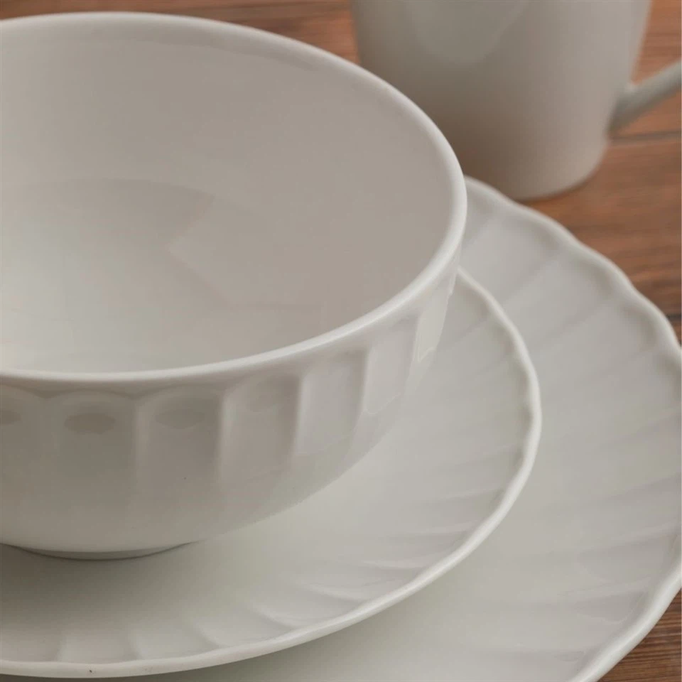 Vintage Lace 16-Piece Porcelain Embossed Stylish Dining Set for 4 People